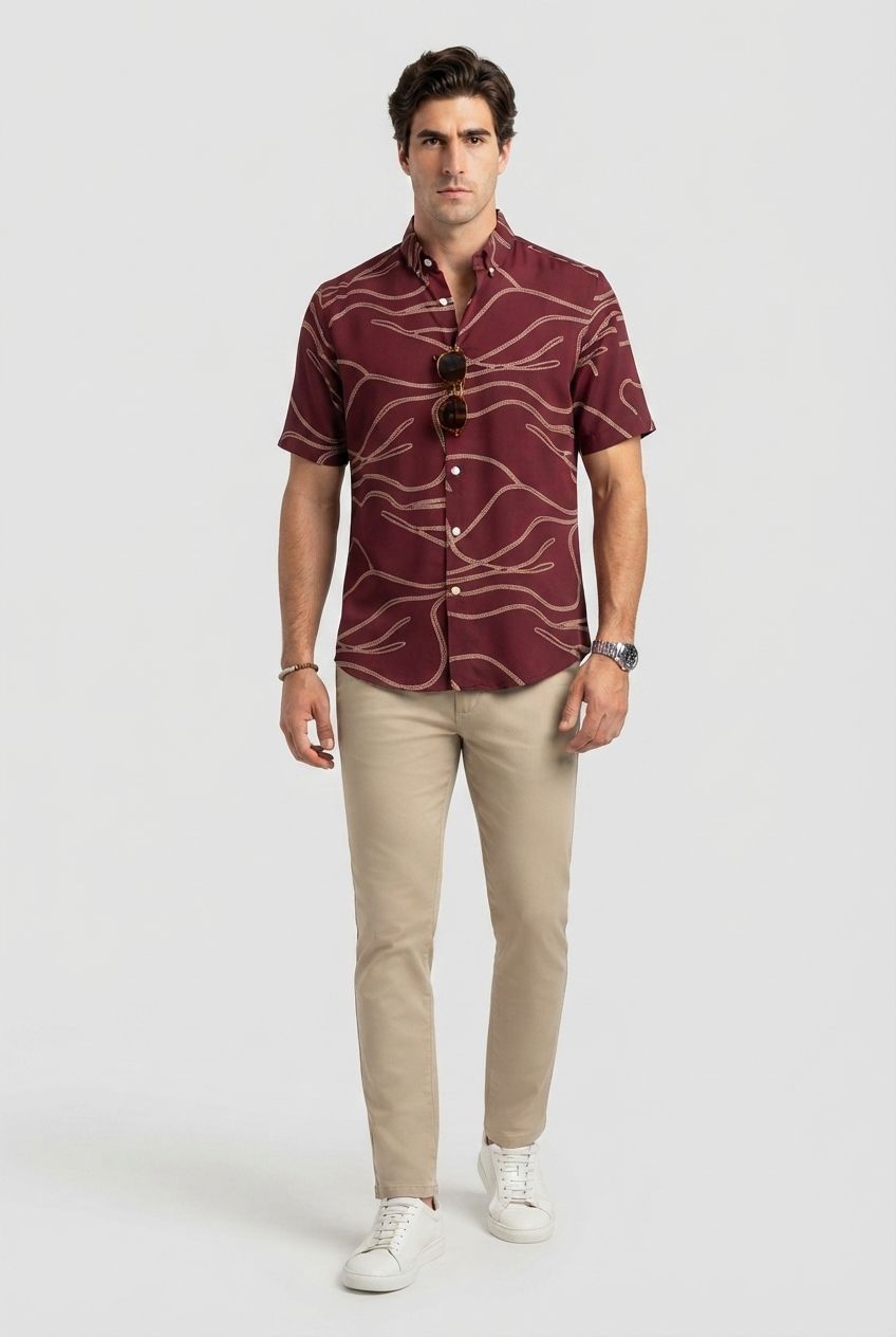 MAROON RAYON PRINTED HALF product image