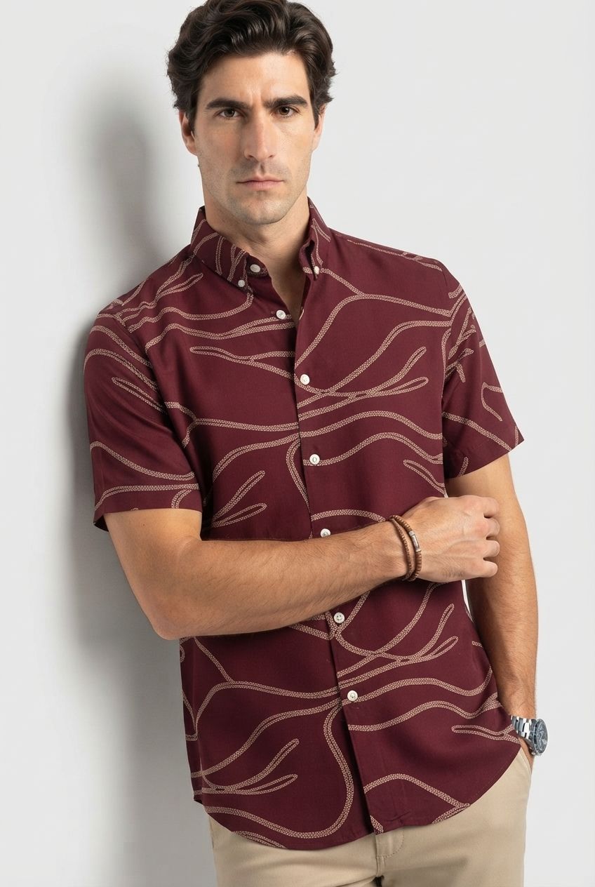 MAROON RAYON PRINTED HALF product image