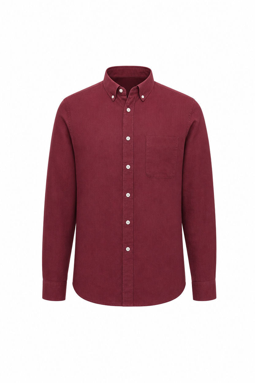 Maroon Solid Linen Semi Slim Fit Full Sleeve Shirt product image