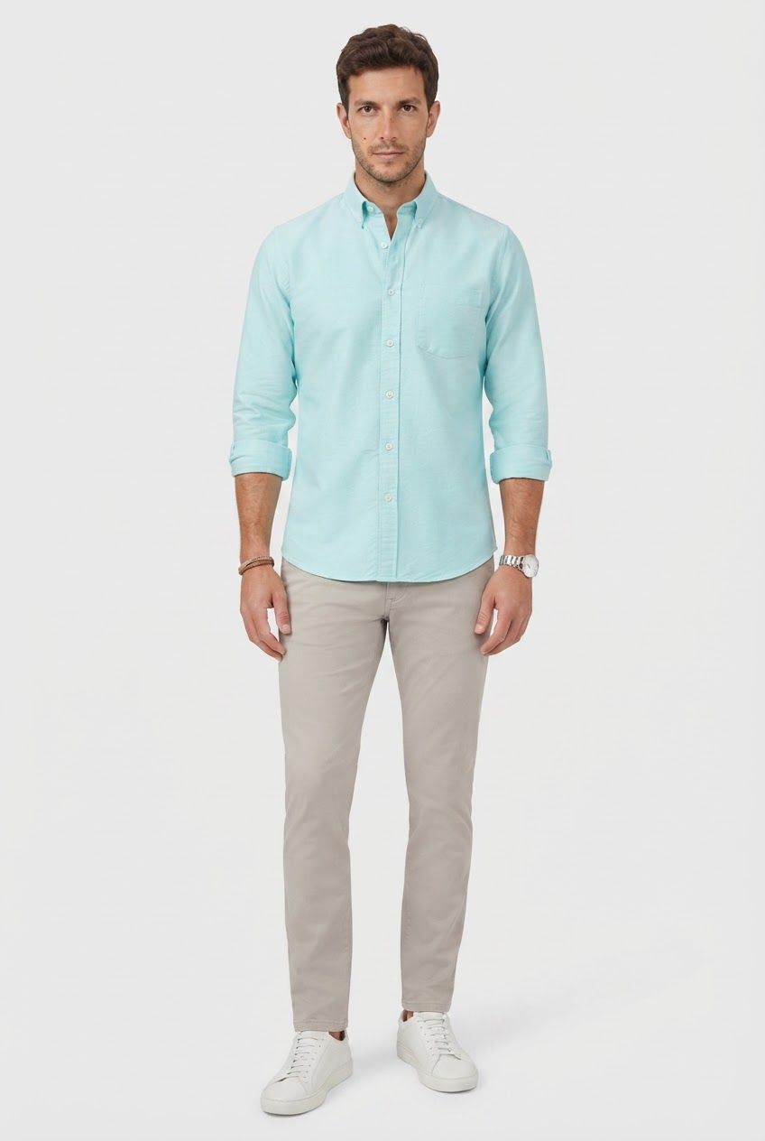 Mint Solid Oxford Semi Slim Fit Full Sleeve Shirt product image