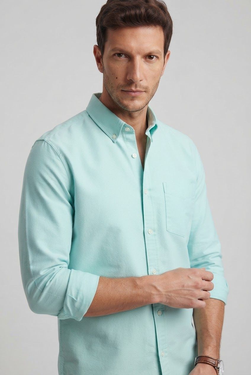 Mint Solid Oxford Semi Slim Fit Full Sleeve Shirt product image