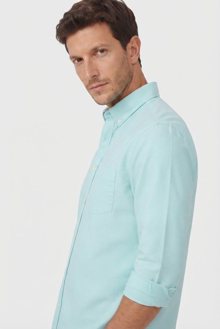 Mint Solid Oxford Semi Slim Fit Full Sleeve Shirt product image