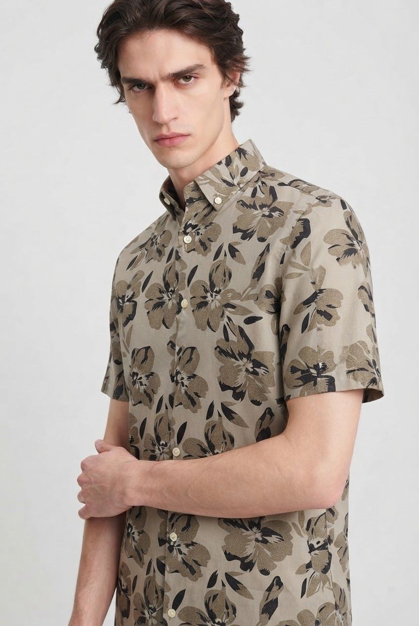 Natural Printed Rayon Semi Slim Fit Half Sleeve Shirt product image