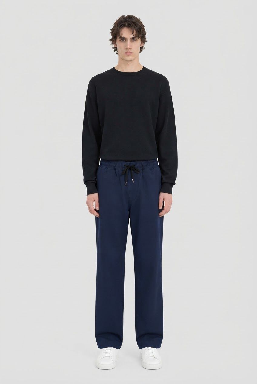 Navy Baggy Mid Rise Trackpants product image