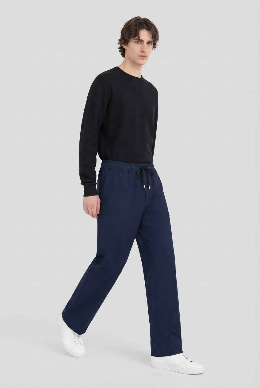 Navy Baggy Mid Rise Trackpants product image