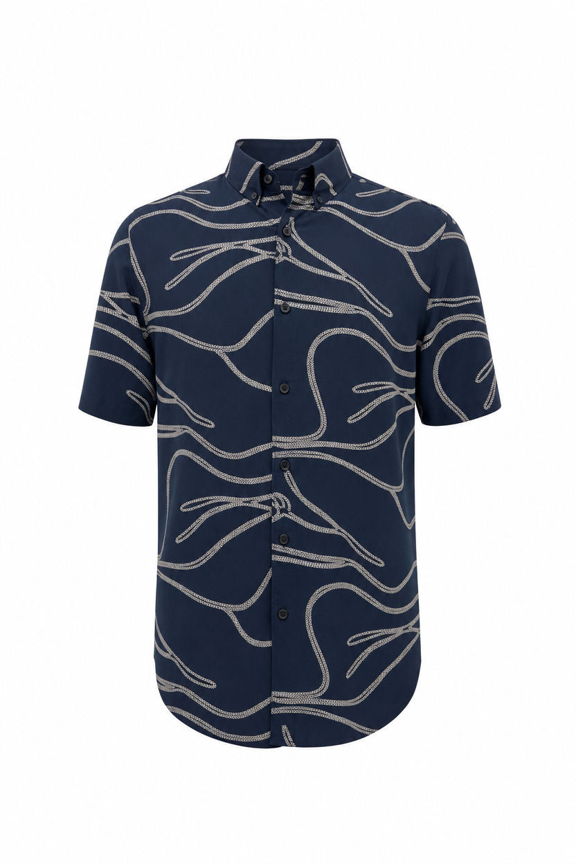 NAVY RAYON PRINTED HALF product image