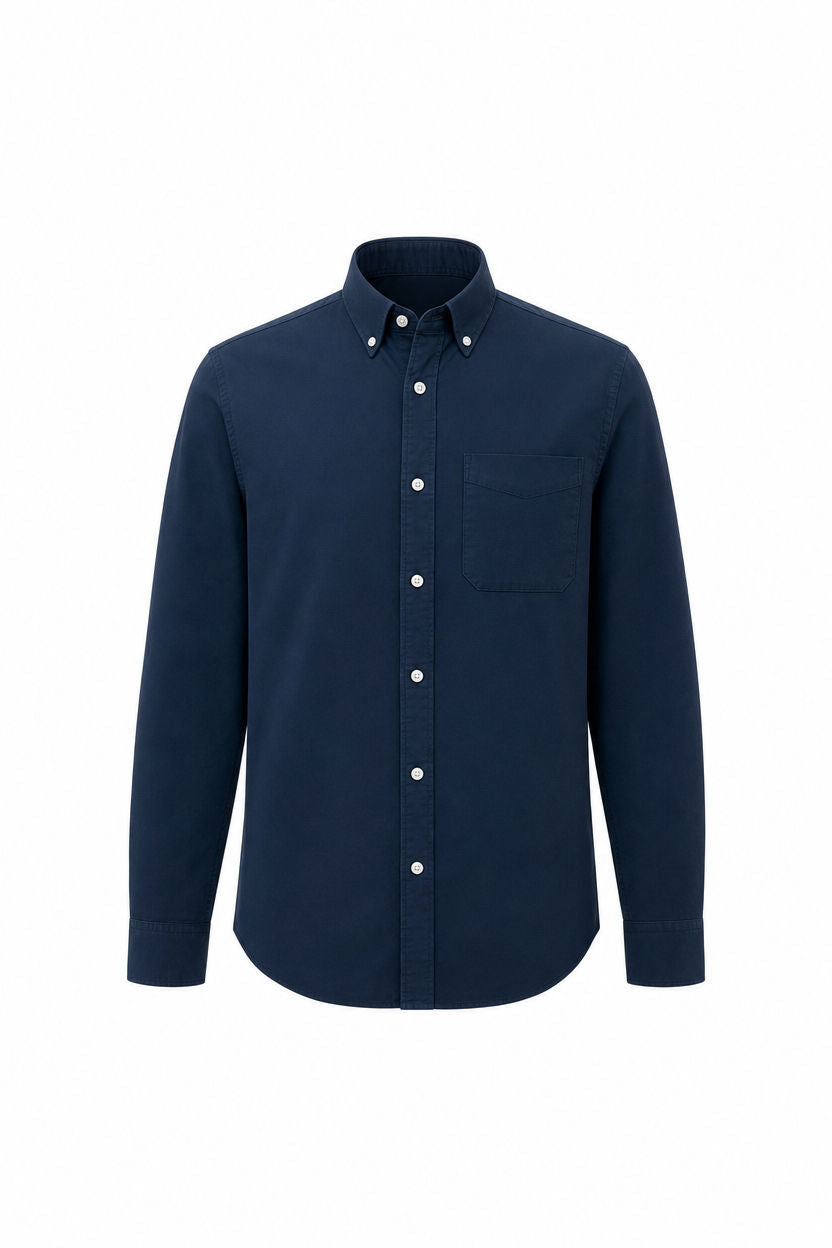 Navy Solid Oxford Semi Slim Fit Full Sleeve Shirt product image