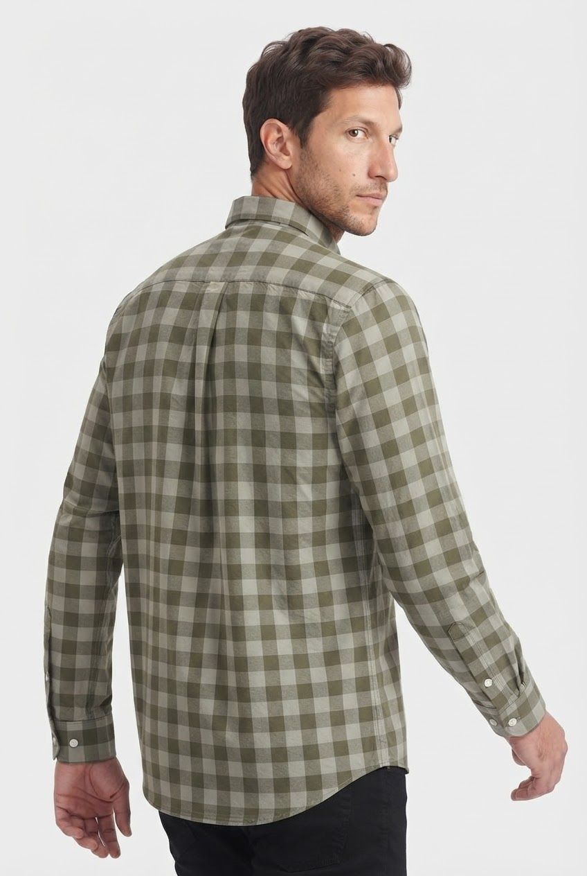 Olive Checked Oxford Semi Slim Fit Full Sleeve Shirt product image