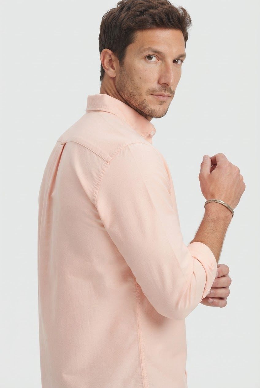 Peach Solid Oxford Semi Slim Fit Full Sleeve Shirt product image
