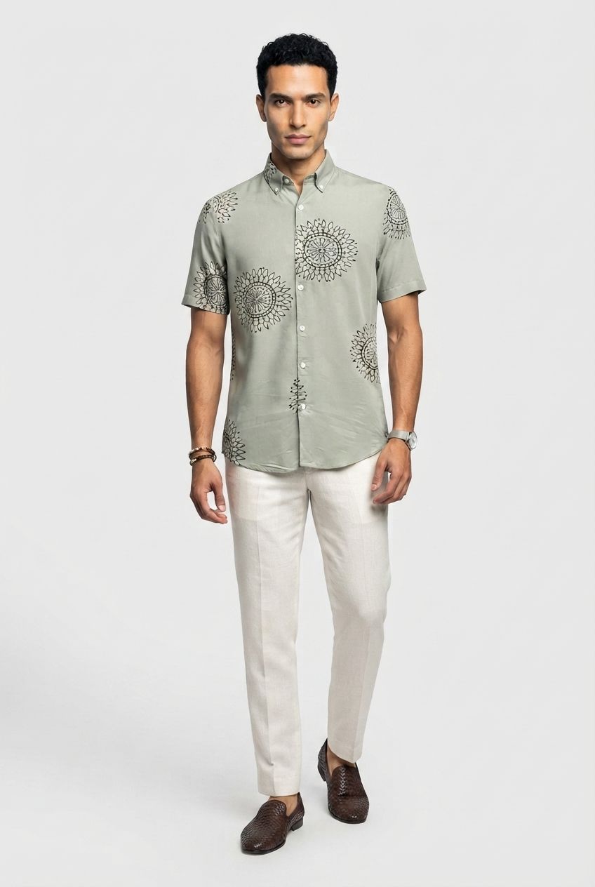 Pista Printed Rayon Semi Slim Fit Half Sleeve Shirt product image