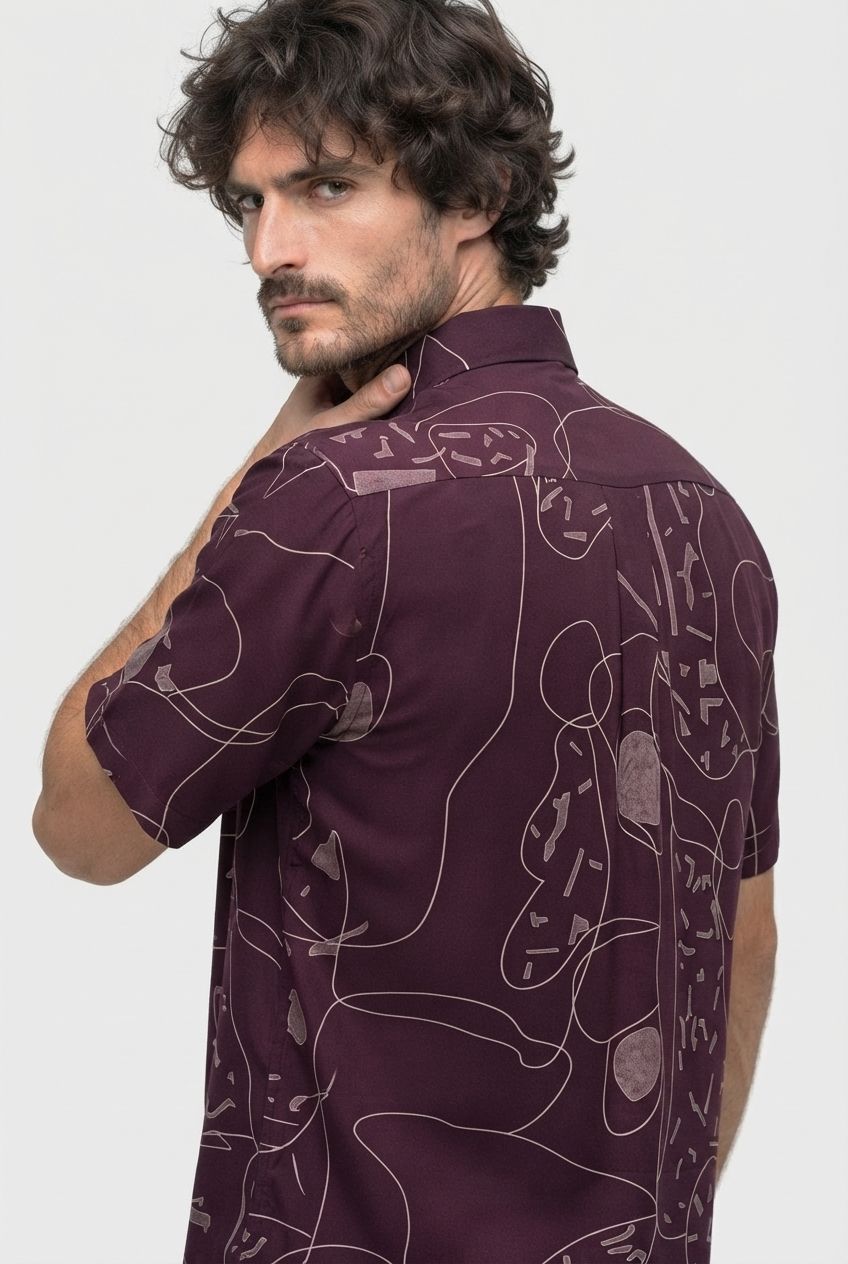 Purple Printed Rayon Semi Slim Fit Shirt product image