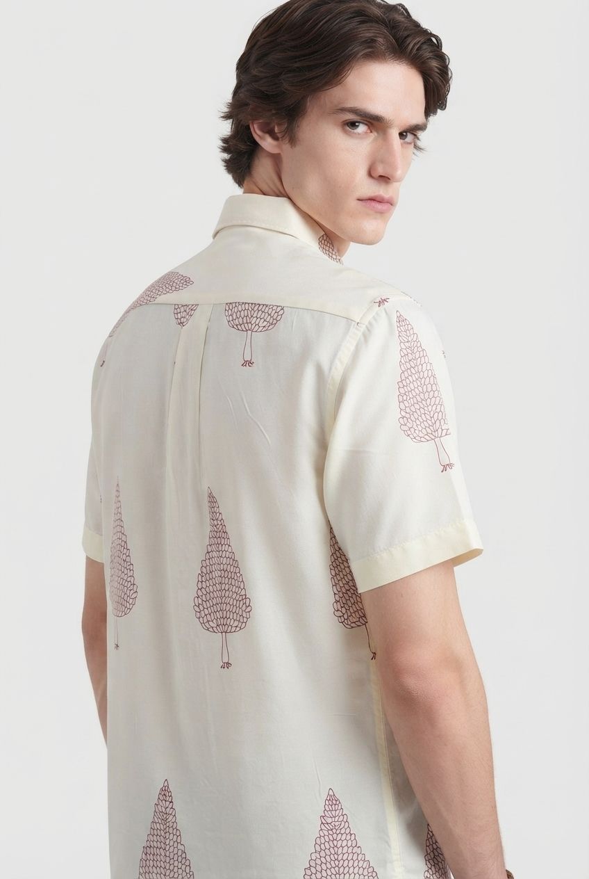 Rayon printed cream shirt product image