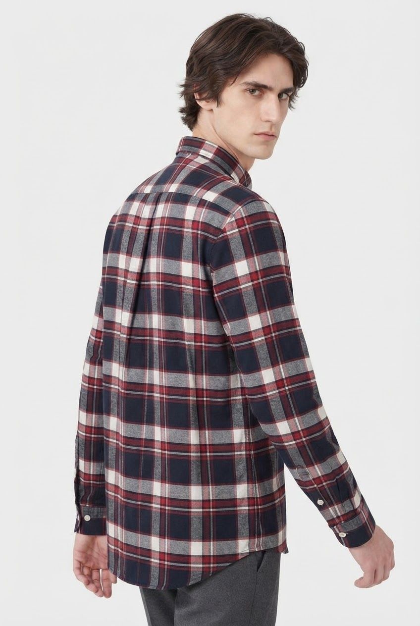 Red Checked Brush Semi Slim Fit Full Sleeve Shirt product image