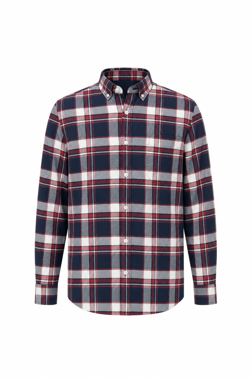 Red Checked Brush Semi Slim Fit Full Sleeve Shirt product image