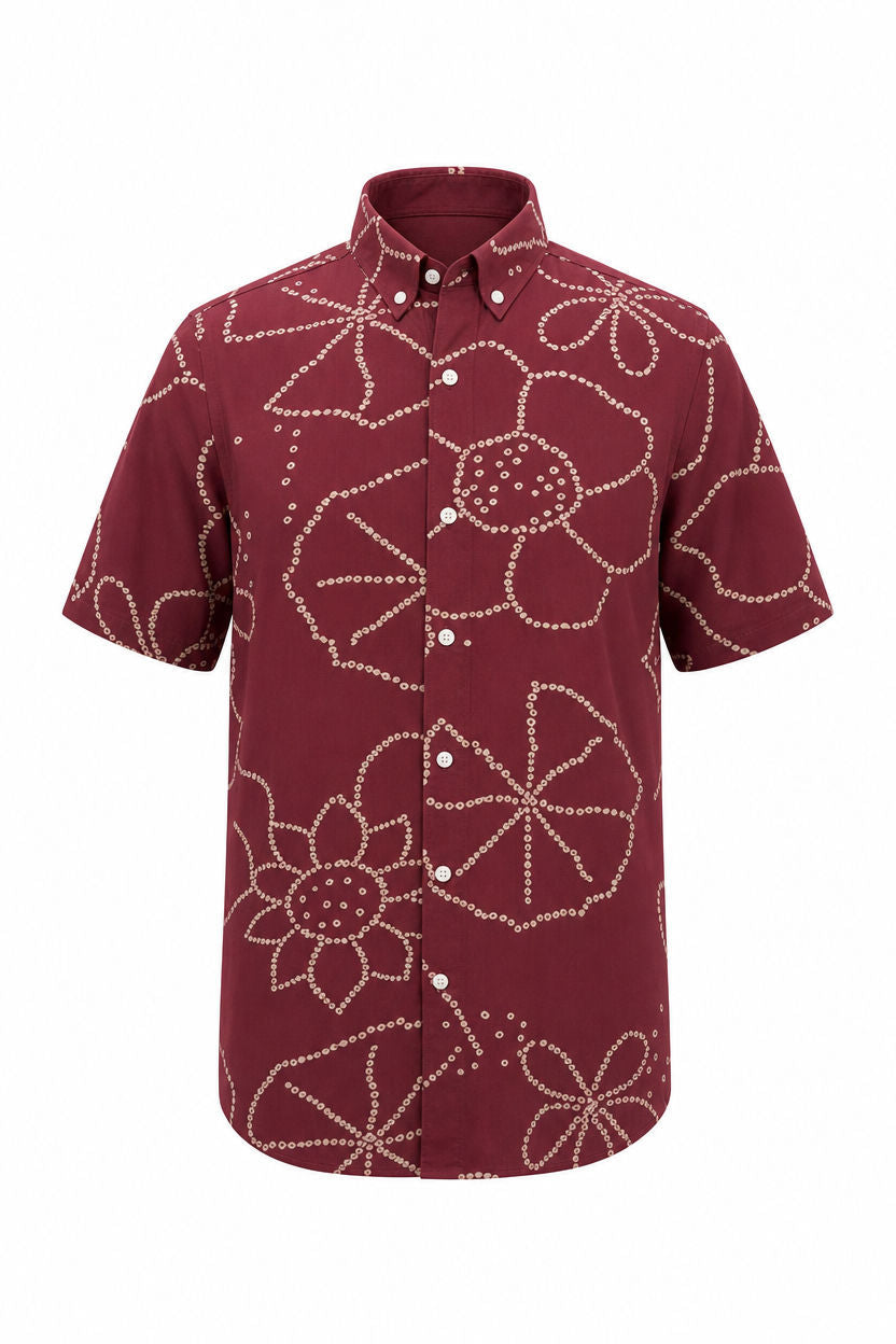 Rust Printed Rayon Semi Slim Fit Shirt product image