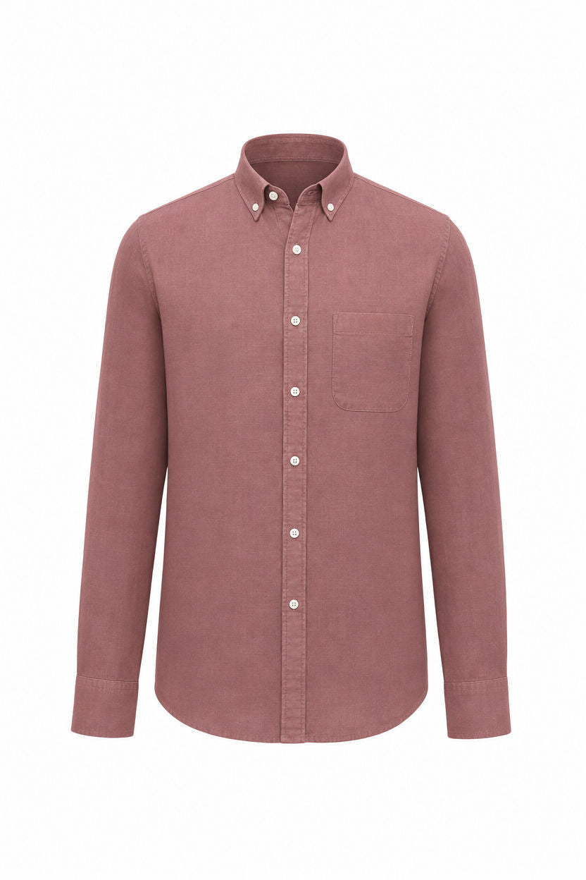 Rust Solid Linen Semi Slim Fit Full Sleeve Shirt product image