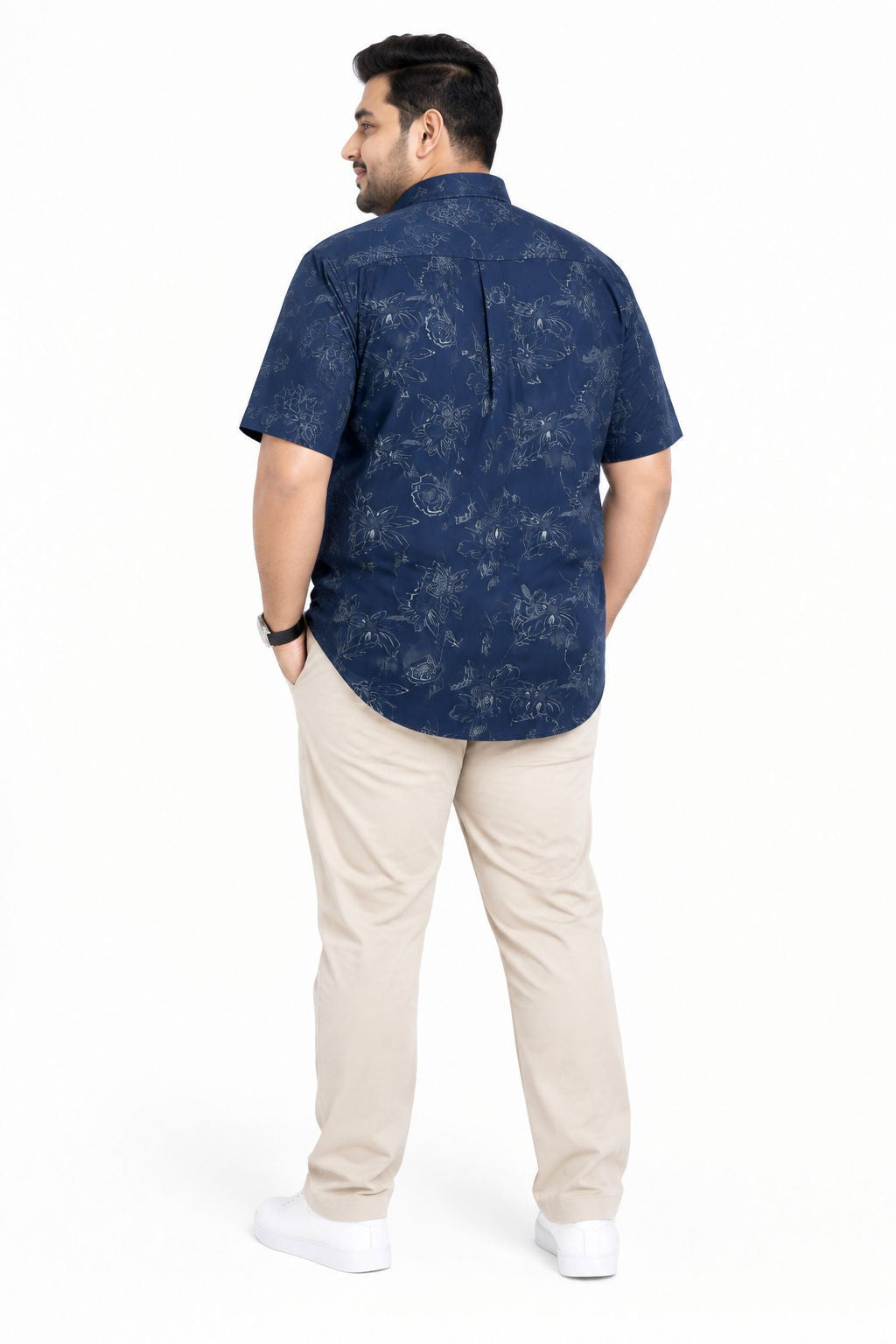 Big MEND Blue Printed Rayon Semi Slim Fit Half Sleeve Shirt-thumbmail-3
