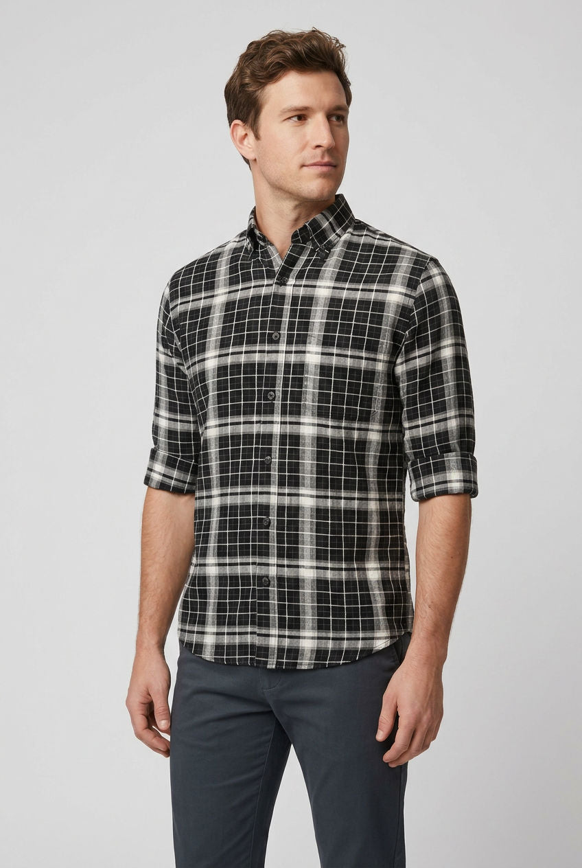 Black Linen Checks Shirt-thumbmail-5