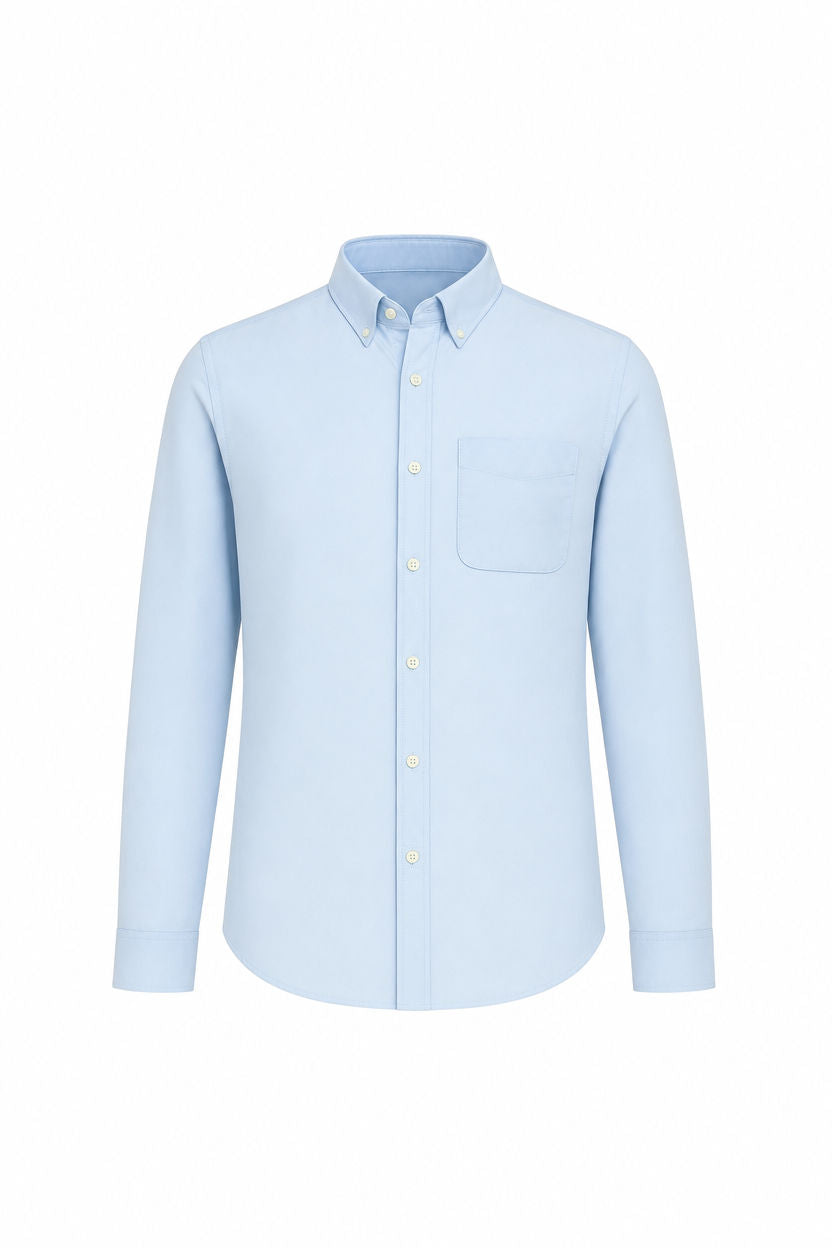 Sky Solid Oxford Semi Fit Full Sleeve Shirt product image