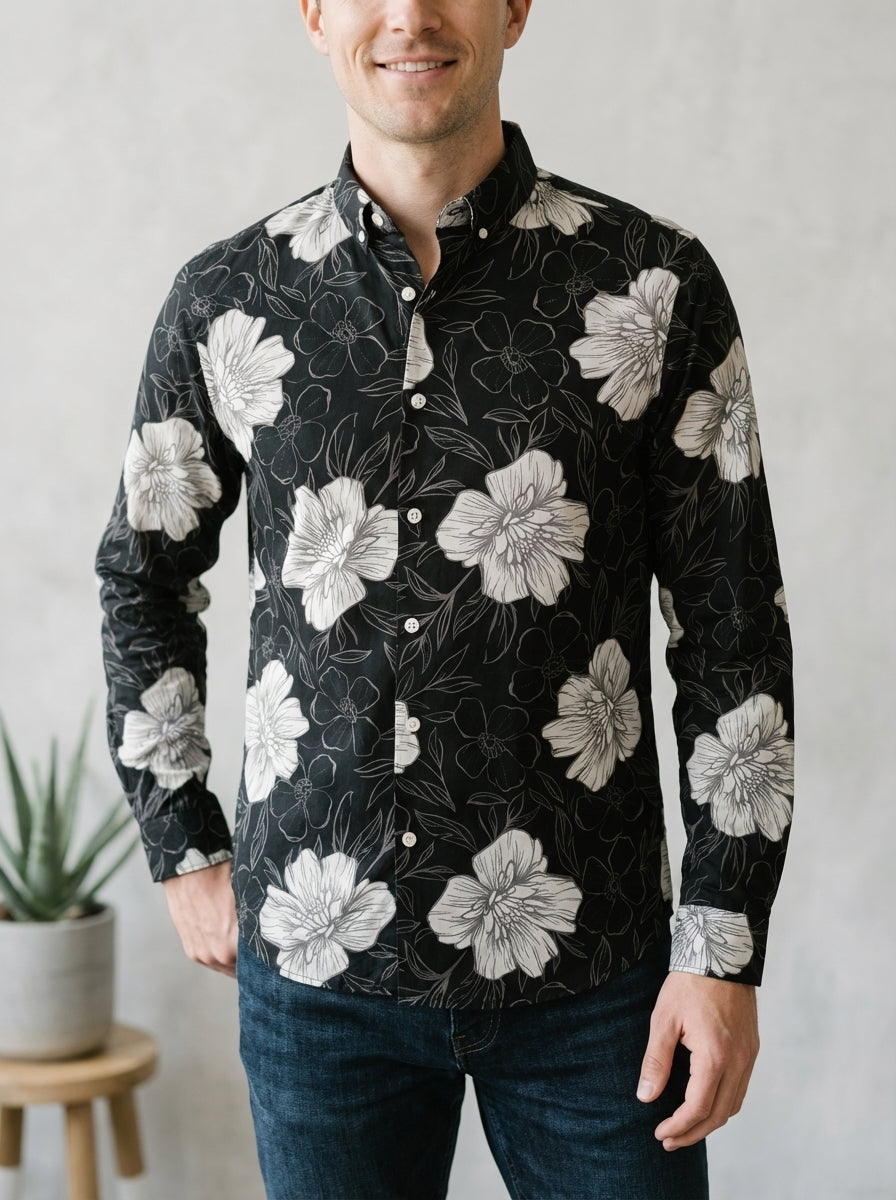 Black Floral Print Shirt-thumbmail-3