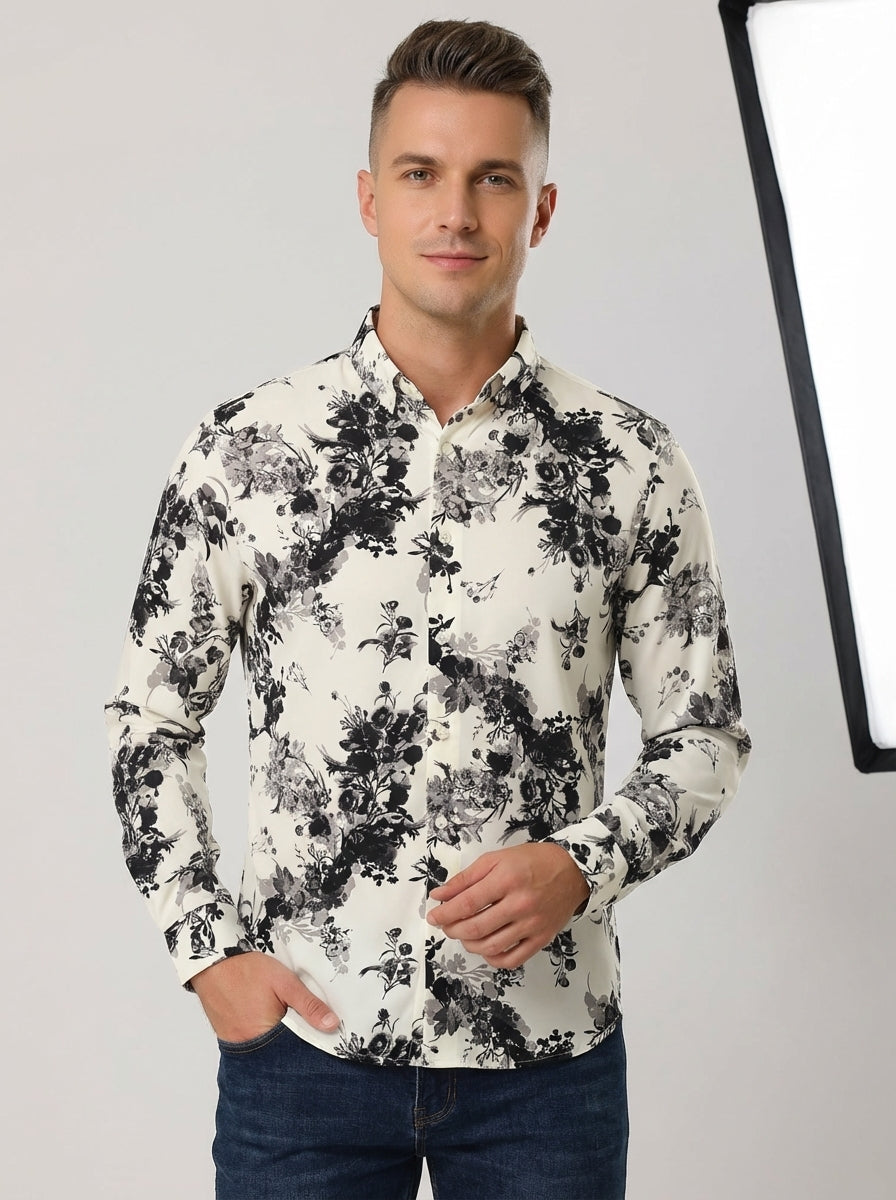 Ivory Noir Floral Shirt