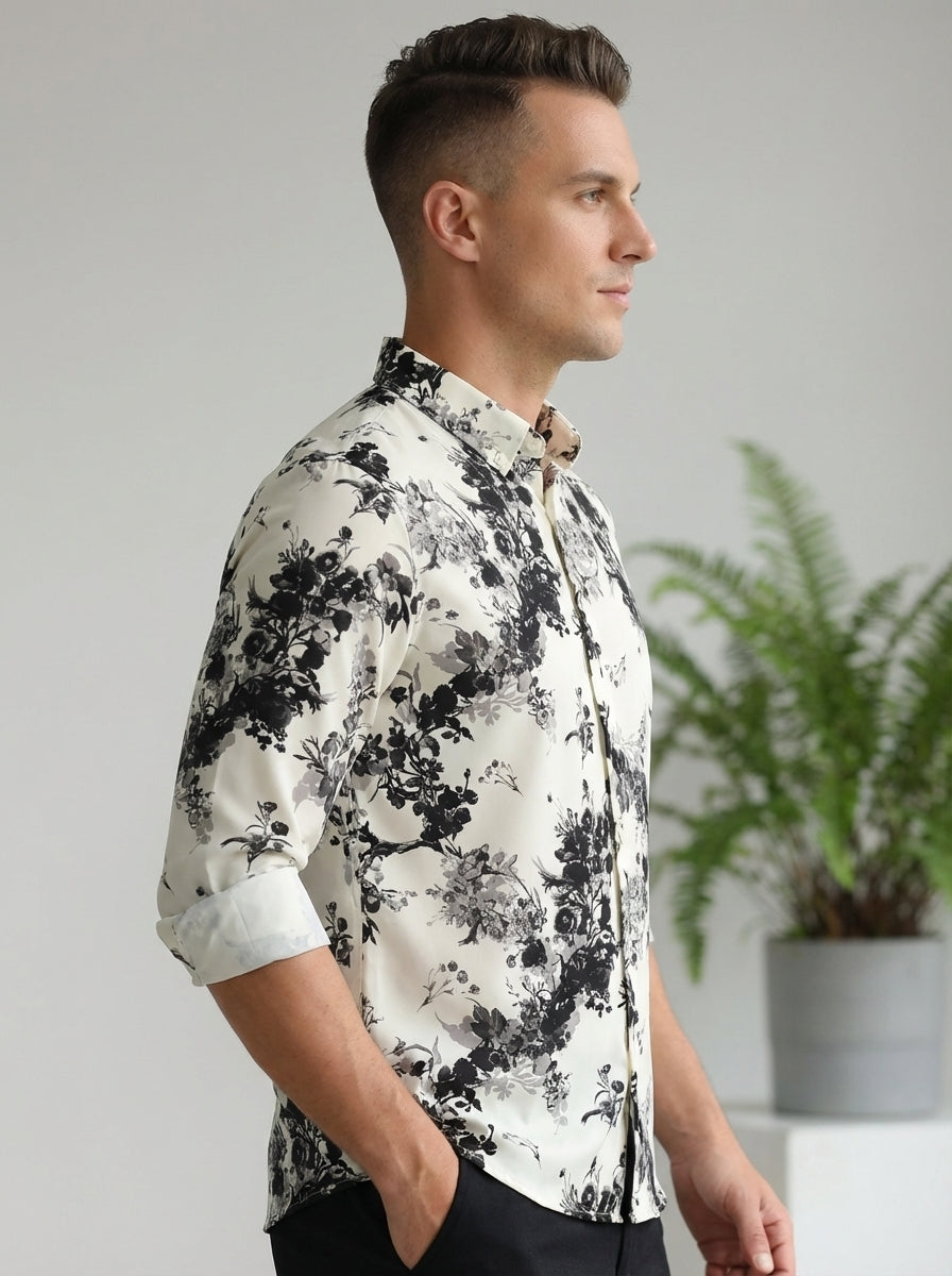 Ivory Noir Floral Shirt