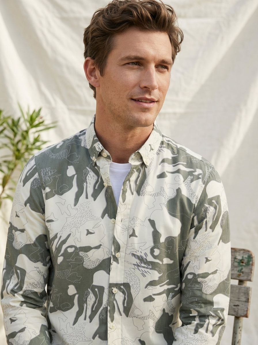Olive Printed Shirt