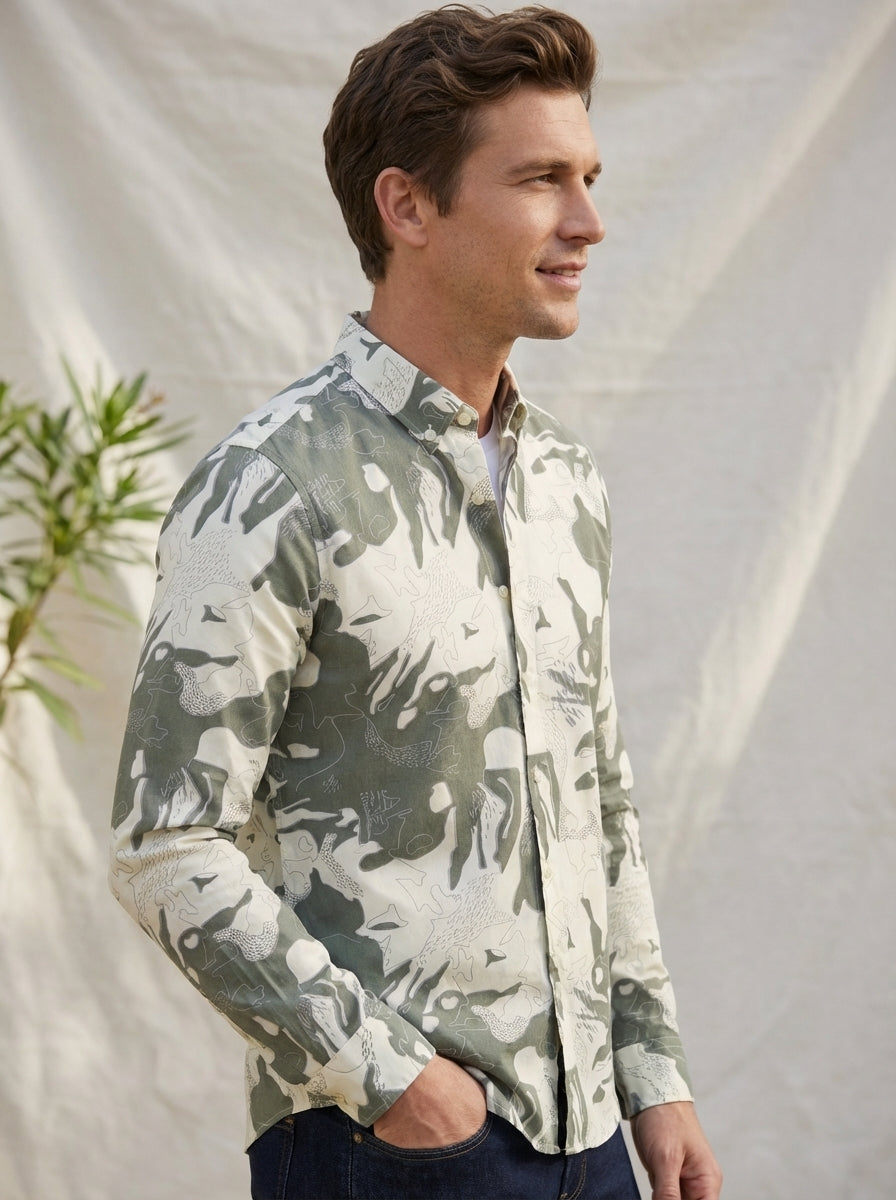 Olive Printed Shirt