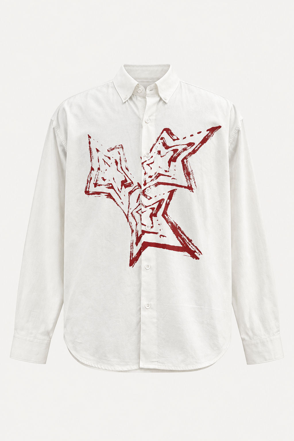 White Printed Cotton Drop Shoulder Full Sleeve Shirt product image
