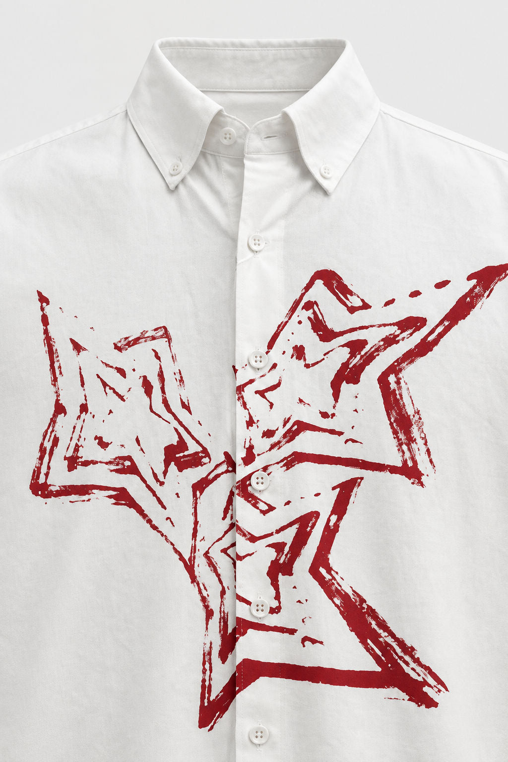 White Printed Cotton Drop Shoulder Full Sleeve Shirt product image