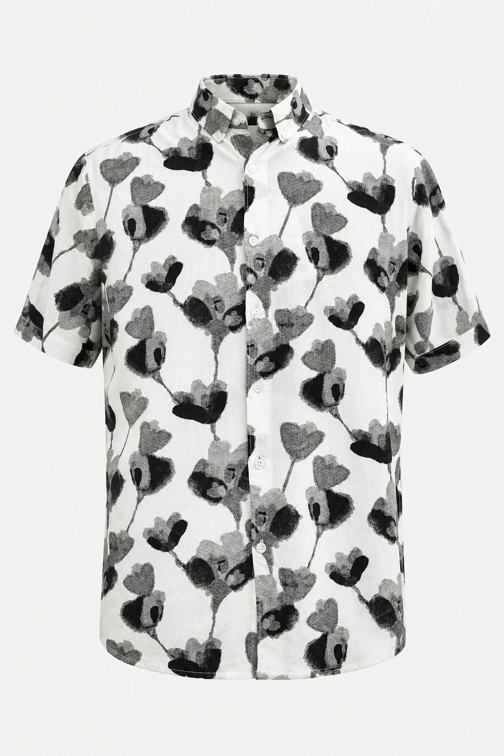White Printed Rayon Semi Slim Fit Half Sleeve Shirt product image