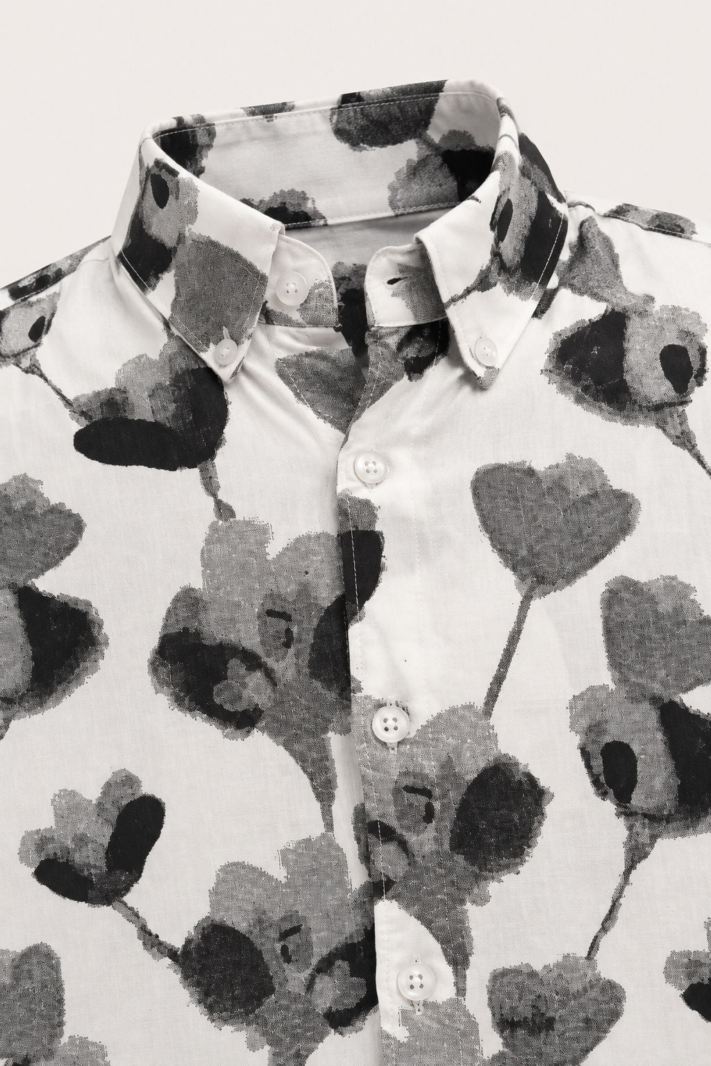 White Printed Rayon Semi Slim Fit Half Sleeve Shirt product image