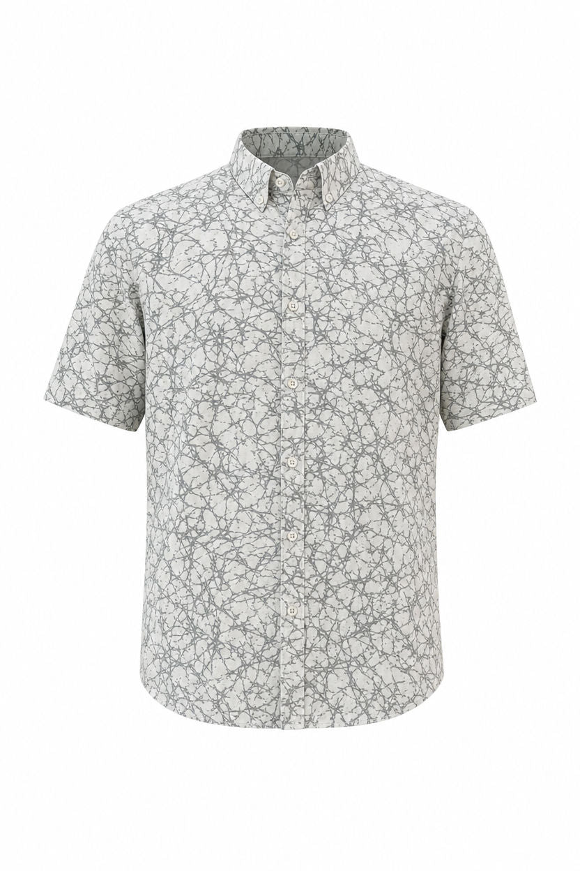 White Printed Rayon Semi Slim Fit Half Sleeve Shirt product image