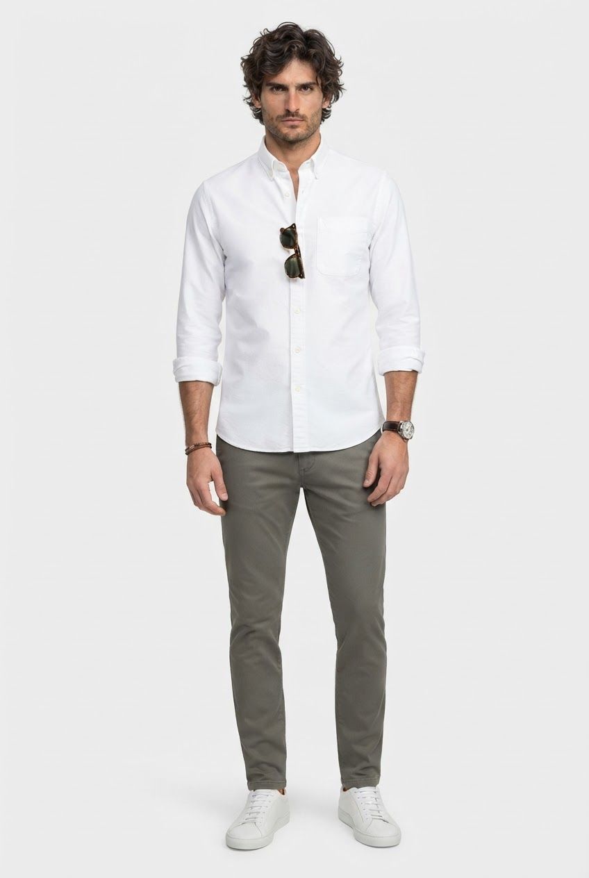 White Solid Oxford Slim Fit Full Sleeve Shirt product image
