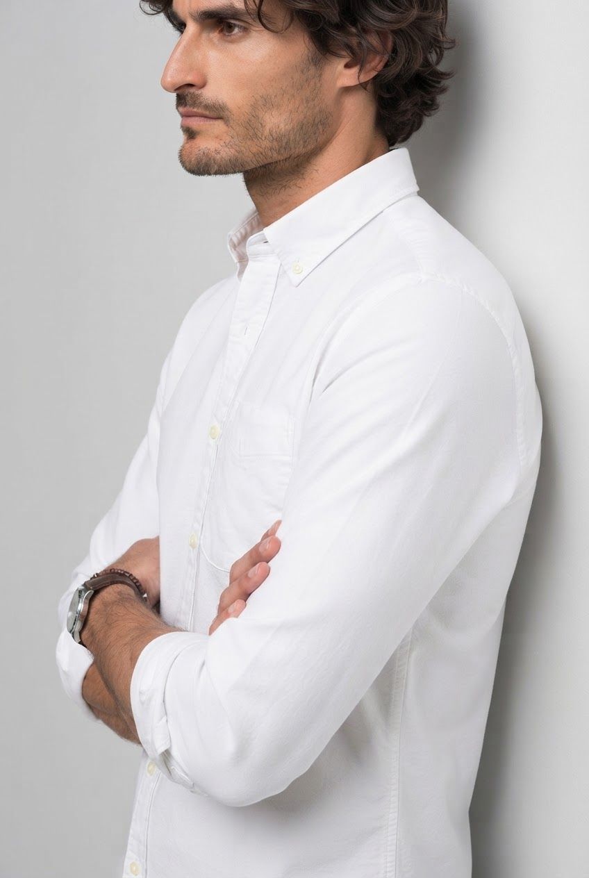 White Solid Oxford Slim Fit Full Sleeve Shirt product image
