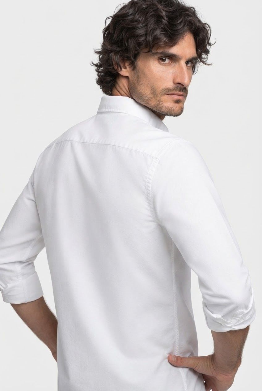 White Solid Oxford Slim Fit Full Sleeve Shirt product image