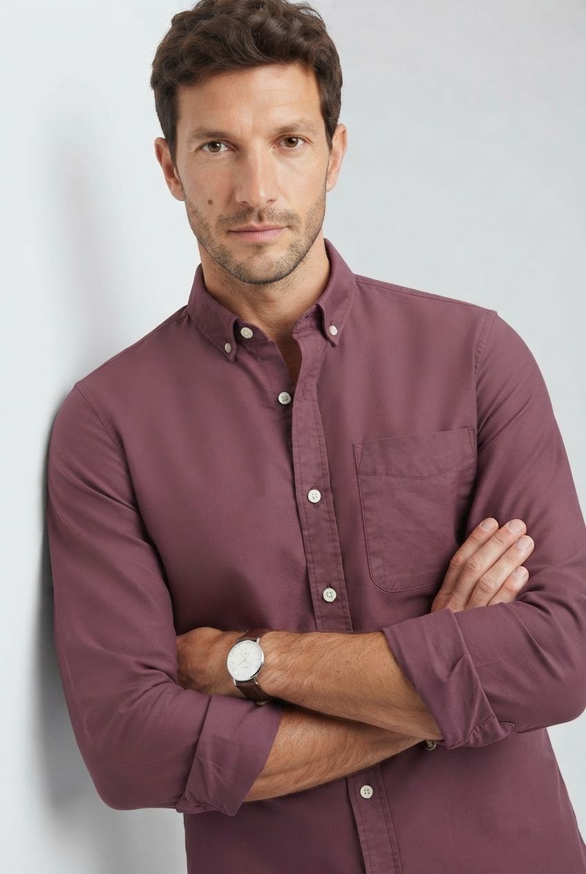 Wine Solid Oxford Semi Slim Fit Full Sleeve Shirt product image