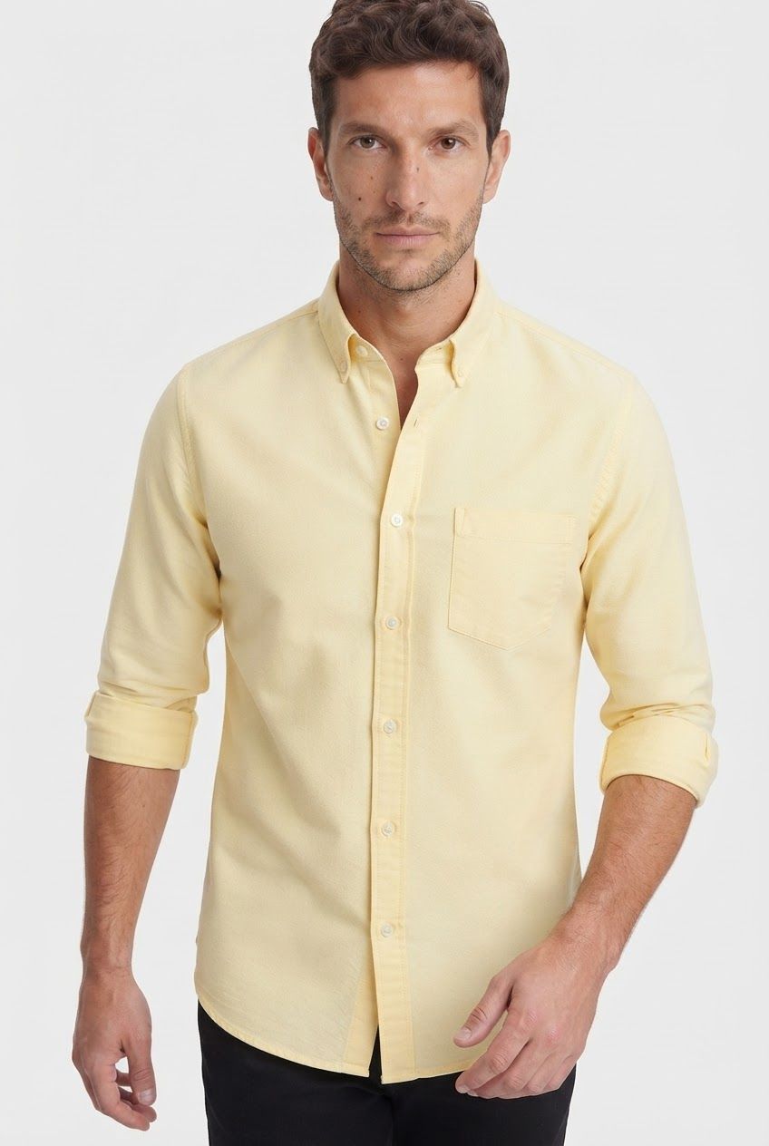 Yellow Solid Oxford Semi Slim Fit Full Sleeve Shirt product image