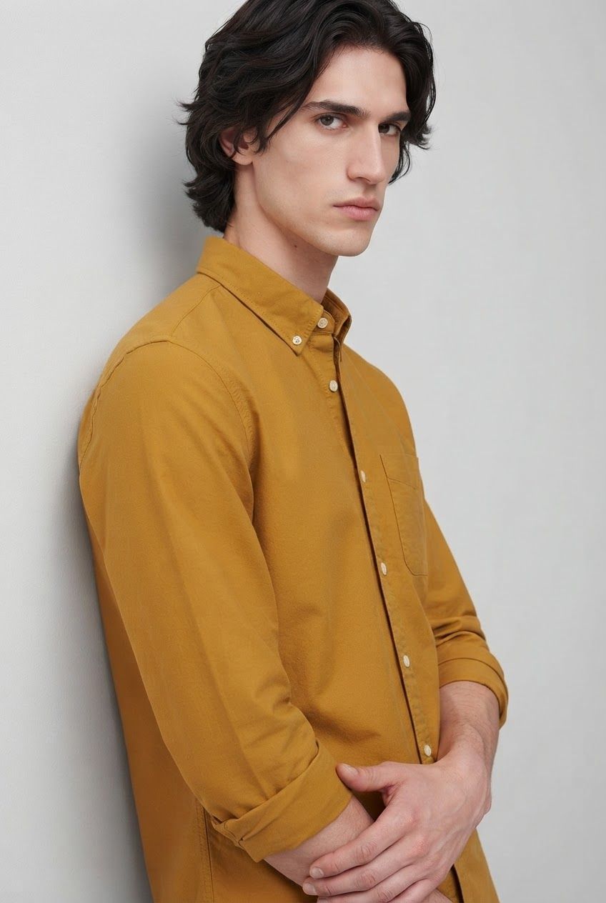 Yellow Solid Oxford Slim Fit Full Sleeve Shirt product image