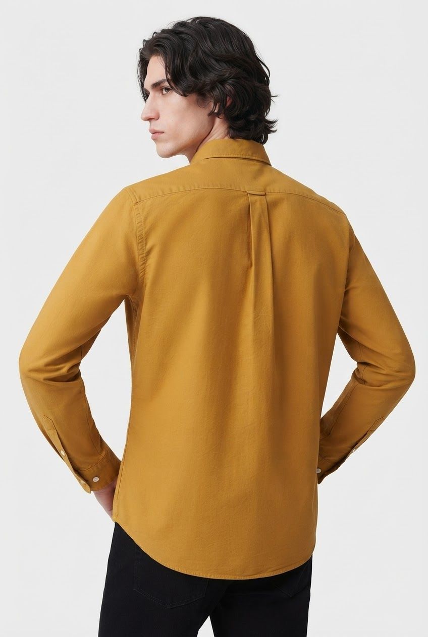 Yellow Solid Oxford Slim Fit Full Sleeve Shirt product image